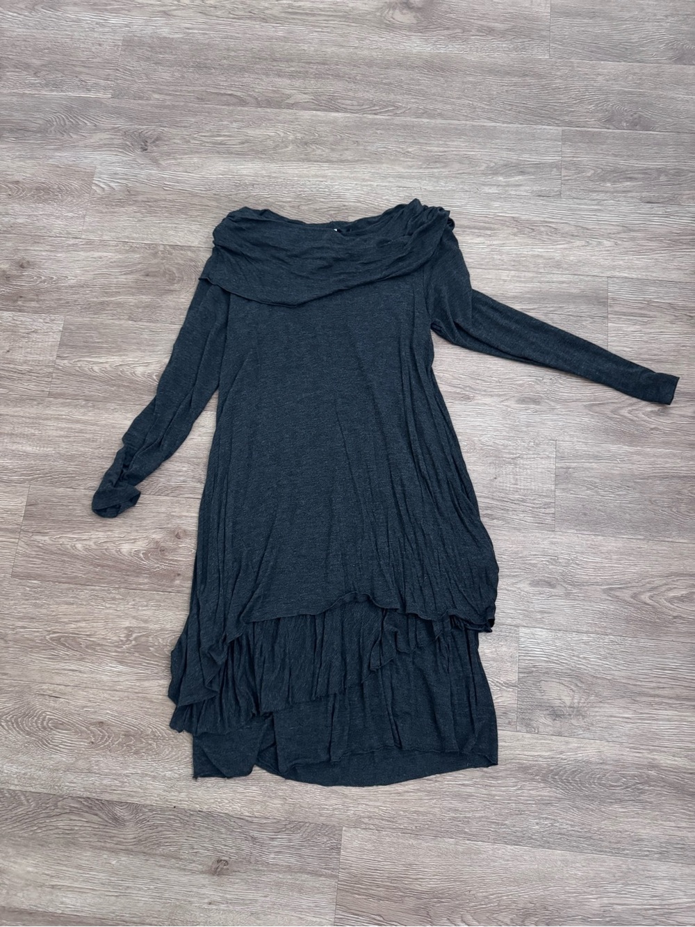 Kensie Black Off-Shoulder Layered Long Sleeve Dress